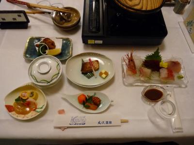 「オーシャンビュー大洗」のあんこう鍋付夕食と朝食、2011年２月（茨城県大洗町）