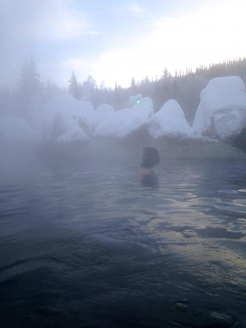 フェアバンクスで源泉かけ流し温泉に癒されました