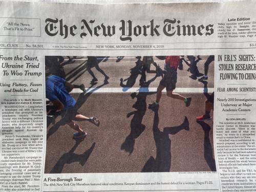 ニューヨークシティマラソン2019 NYタイムズに完走者掲載は4時間52分まで！