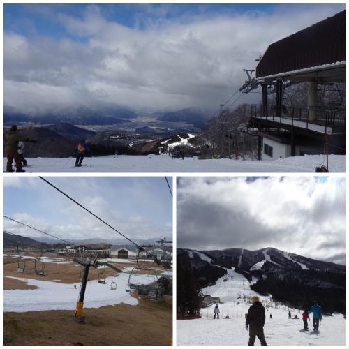 今シーズン最後のスキーは、福井の勝山です。　⑤スキージャム勝山は暖冬で雪不足ですが、上部ゲレンデは気持ち良く滑れました。