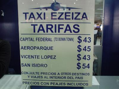 ブエノスアイレス・タクシー料金
