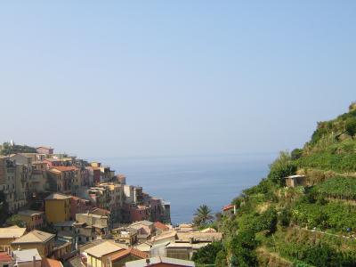 電車で　チンクエテッレ