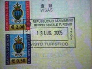 ヨーロッパ偽入国スタンプ(?)収集の旅　≪Part?≫サンマリノ共和国編