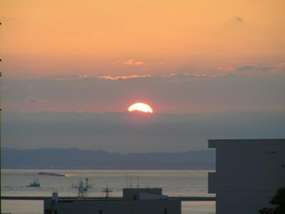 ある秋の日に：釧路川河口、夕景