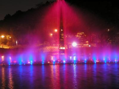 ポラメ公園　夜の噴水