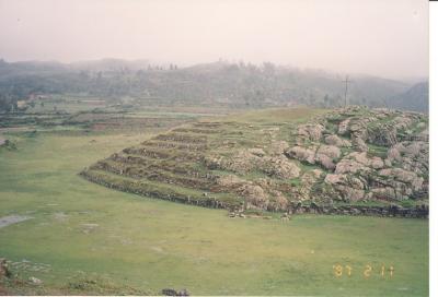 古代文明インカのペルー　クスコの遺跡。　