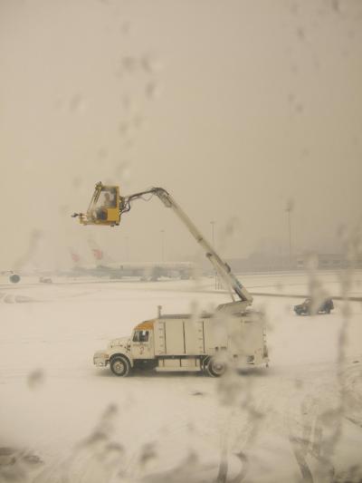 マイナス9度の雪の北京空港