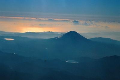 飛行機から見る富士山