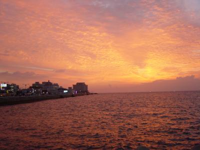 ジンロを呑みながら済州島の夕焼け♪