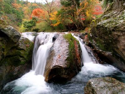 滝めぐりシリーズ４０　紅葉の魚ヶ滝と銀山湖　兵庫県朝来市