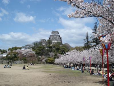 姫路城　青い空、桜の下で　　　　　姫路紀行《１》