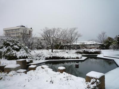真っ白な雪で覆われた片山津温泉　