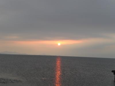 滋賀：琵琶湖に沈む夕日が見たくて：彦根