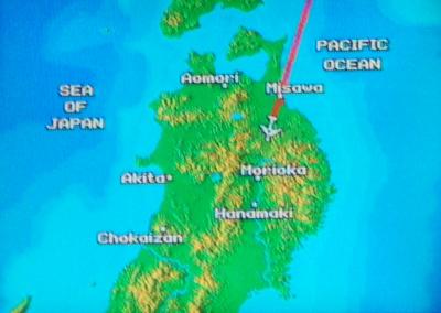 このフライトは羽田からのコースの逆方向です