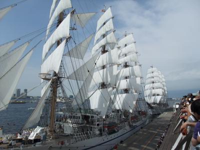 新旧日本丸＆海王丸総帆展帆！＠2009海の日