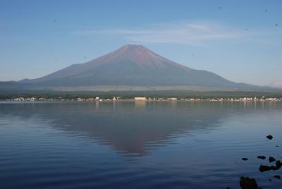 朝夕の山中湖と富士