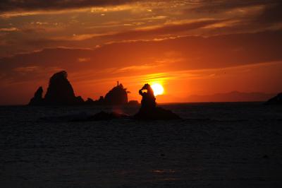 西伊豆へ=２・大田子海岸の夕日=