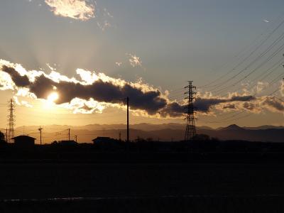 関東平野　冬−２　埼玉県　鴻巣市　箕田　夕日