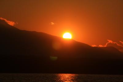 西湖で見た夕日