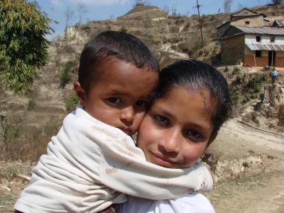 ネパールの自然と人々。　カトマンドゥ郊外の村