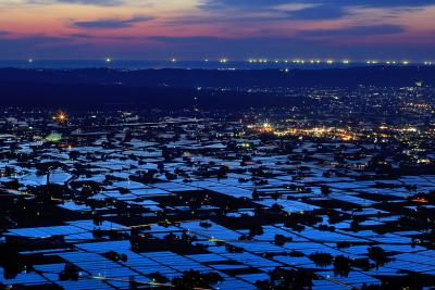 二度目の砺波平野、散居村の夕陽を見に行きました。　/　富山県南砺市