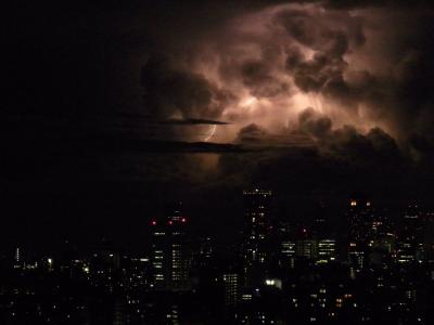 新宿の空に、無数の稲光。寝ることも忘れて見とれてしまった。