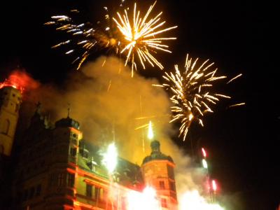 ローテンブルク帝国自由都市祭り・前夜祭の松明行列と花火大会