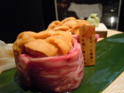 三陸産ウニと霜降りトロ刺しの極み軍艦！！