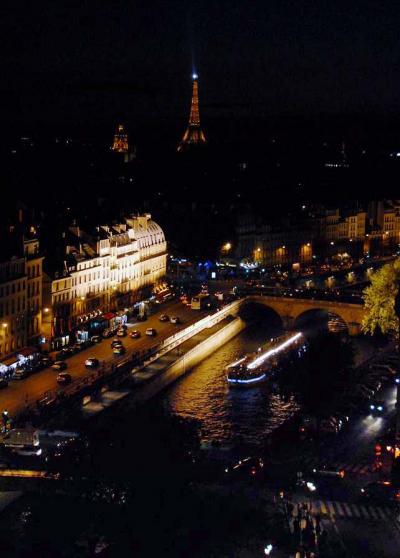 ノートルダム大聖堂からパリの夜景を見る 