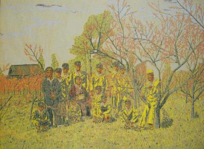 山下 清【神宮外苑】、希少画集画、状態良好、新品高級額装付