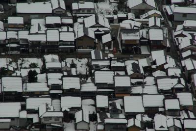 雪の竹田城、空撮気分。
