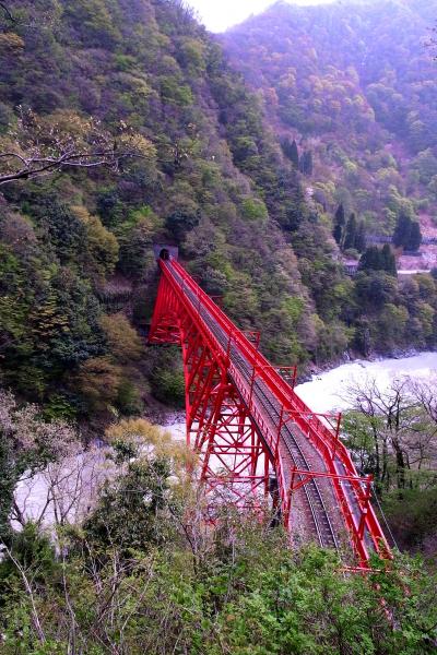 曇り空の宇奈月トロッコ列車の旅