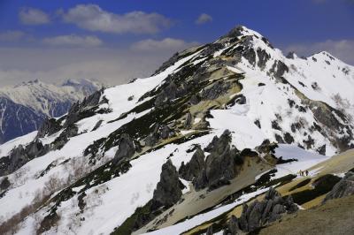 春の北アルプス　残雪の燕岳　
