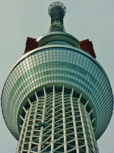 東京スカイツリー完工近く 634mの塔頂部を仰ぎみて ☆浅草
