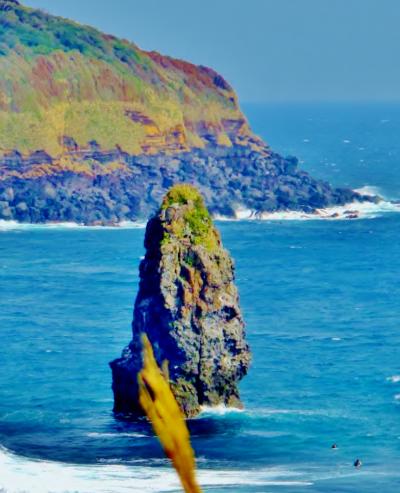 大島G　波浮港見晴台から筆島へドライブ　　☆群青の海原と断崖絶壁