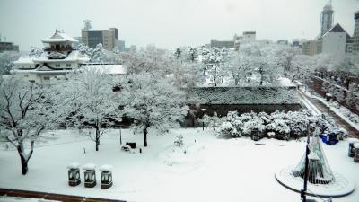 大雪警報の富山城趾