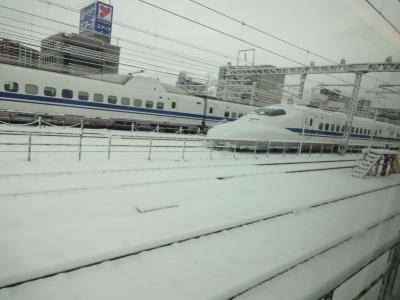２０１２年２月２日の記録的大雪　名古屋→京都　のぞみ号の車窓