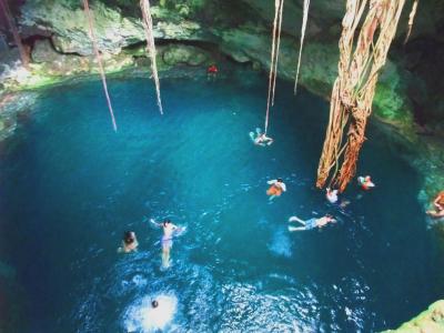 隕石が穿った大地の水たまり“水中洞窟クサマ　セノーテ”で水遊び　父・母・娘のメキシコ紀行４日目-メリダからのプチ旅行