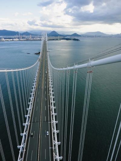 瀬戸大橋　おぉ～～絶景です！・・①「塔頂ツアーで，てっぺんまでの体験～」