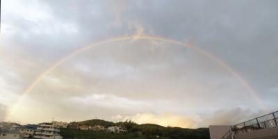 台風一過見事な虹が・・・