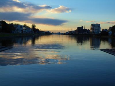 初めての　戸田公園漕艇場　夕景