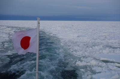 2013/01 網走に流氷がきた。砕氷船オーロラ号の軌跡。