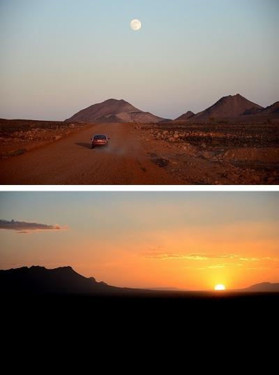 ★モロッコ再訪車旅（６） −ザゴラの月の出、ザゴラの日の入り