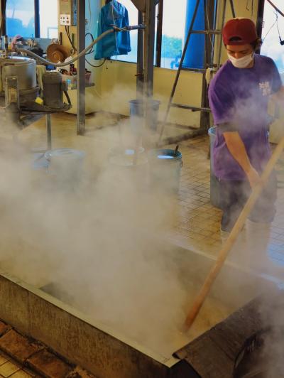 沖縄25　沖縄黒糖　昭和36年以前の製造法で　☆観光バスが続々と