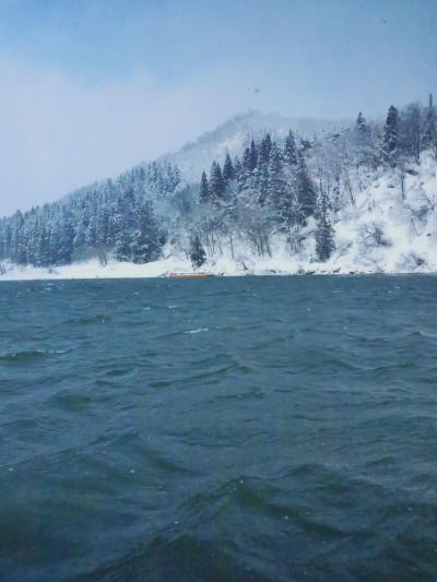 最上川　冬景色の芭蕉ライン下り乗船　☆豪雪のため折り返し運行