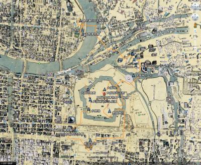 大阪　大阪城周辺など、歴史地図との考察