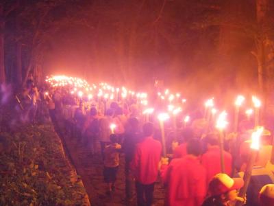 国立公園大山　山開き前夜祭＝松明行列