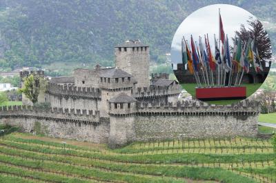 世界遺産の３つの城と城壁があるベリンツォーナ