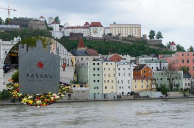 ドナウ川、イン川、イルツ川の河川が合流するパッサウ
