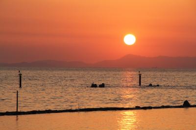 台風去って夕日観る　パート?